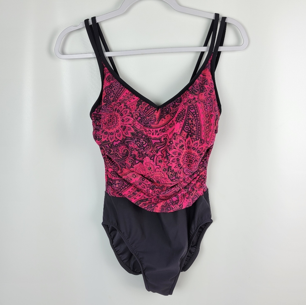 MIRACLESUIT One Piece Swimsuit Shelf Bra Top Sz 8